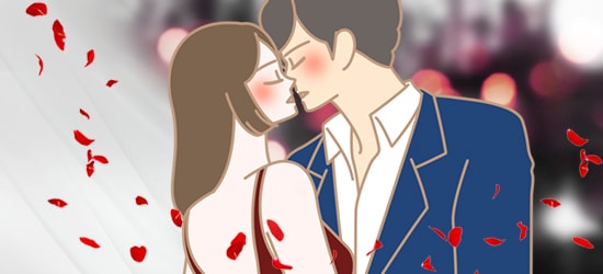 ラブコスメ感謝セール2020〜皆様に感謝の気持ちを込めて…〜キスするカップルイラスト
