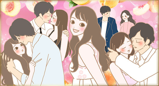 七変化している女性のイラスト