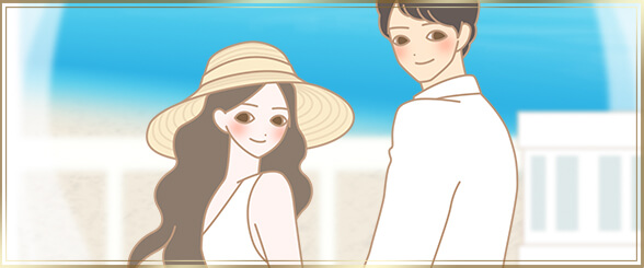 肌の質感を楽しむ女性のイラスト