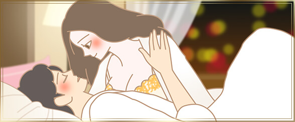キスしている夫婦のイラスト