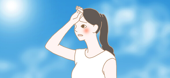 紫外線に参っている女性のイラスト