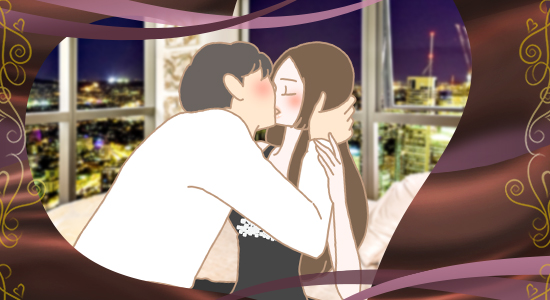 LCバレンタイン企画2019 愛情解禁 彼に積極的にキスされている女性イラスト