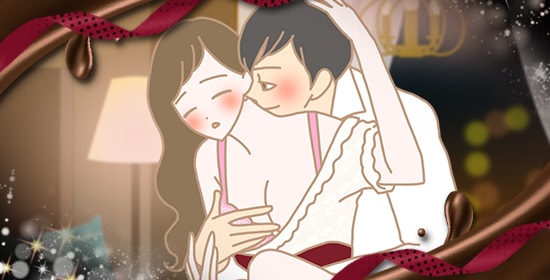LCバレンタイン企画2020 ついでに私も食べられたい!彼に愛撫されているイラスト