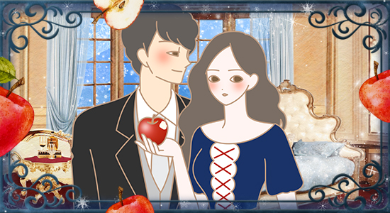 ホワイトスノー2019でハッピーになるカップルイラスト
