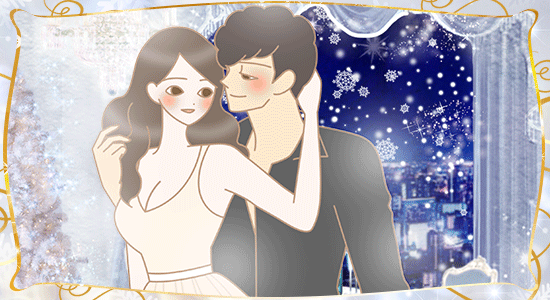LCラブコスメクリスマス2018でピュアな気持ちで心地いいひとときを楽しんでいるカップルイラスト