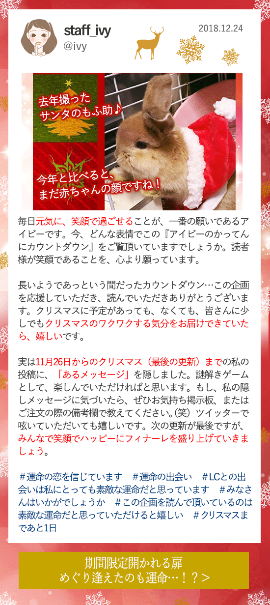 LCラブコスメアドベントカレンダー2018 12月24更新分