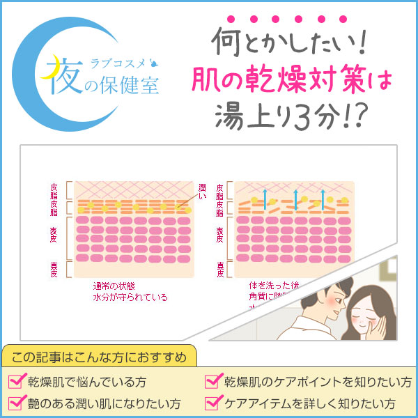 保湿は、湯上り3分以内が勝負!肌の乾燥は、入浴後のケア不足が原因だった!?