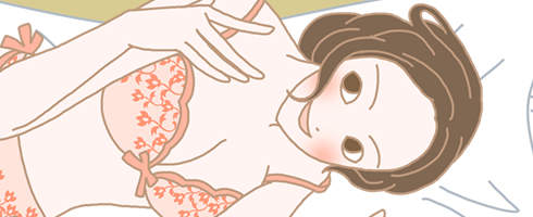 バストアップに筋トレをしようと考える女性のイラスト
