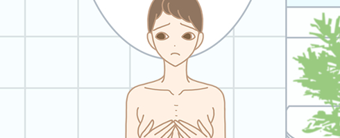 バストサイズを気にする女性のイラスト