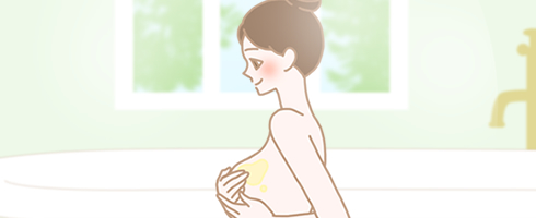 バストアップマッサージをする女性のイラスト