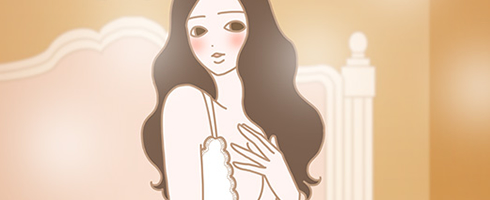 バストアップマッサージで自信が持てるようになった女性のイラスト