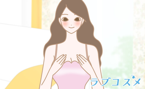 正しいバストアップマッサージをする女性のイラスト