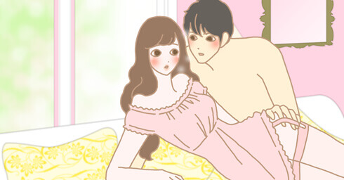 男性といいムードの女性のイラスト