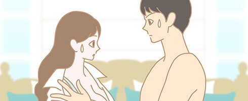 驚いた表情の男女イラスト