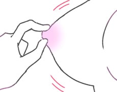 乳首をつまんで引っ張って離す