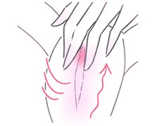 下から上へなで上げる
