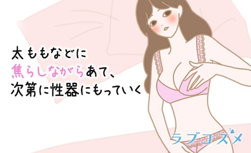 太ももなどに焦らしながら…