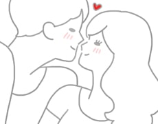 男性と女性に微笑みあっているイラスト