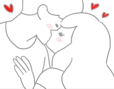 男性が女性にキスをしているイラスト