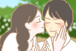 キスマークを付けるのが好きな女性のイラスト