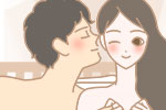 キスマークを上手につけれないと悩む男性のイラスト
