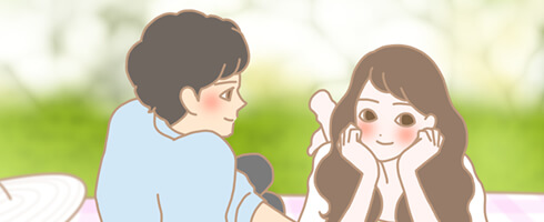 笑うカップルのイラスト