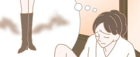 臭いに困っている女性のイラスト