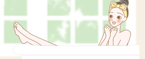 お風呂に入っている女性のイラスト