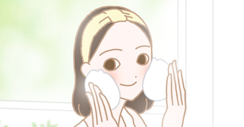 顔を洗っている女性のイラスト