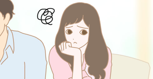 困っている女性のイラスト