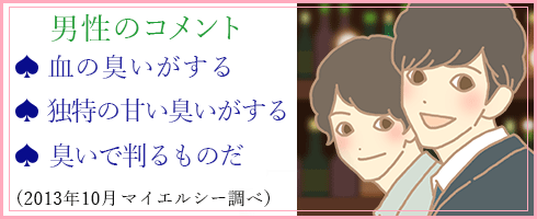 生理の匂いに関する男性のコメントと男性のイラスト