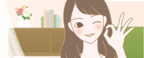 手でOKのサインをしてにっこり笑う女性のイラスト
