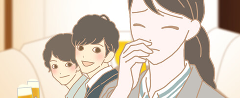 臭いに困る女性のイラスト