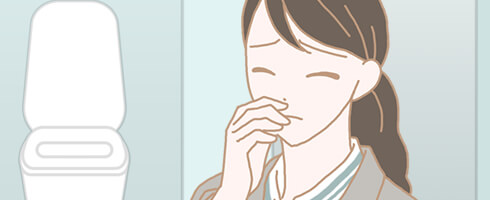 臭いを気にする女性のイラスト