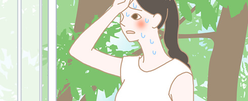 汗をかいている女性のイラスト