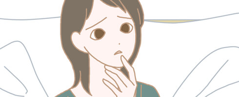悩んでいる女性のイラスト