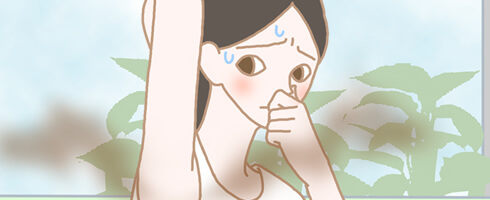 臭いを気にする女性のイラスト