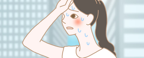 汗をかく女性のイラスト