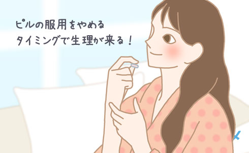 ピルの服用をやめるタイミングで生理がくる
!