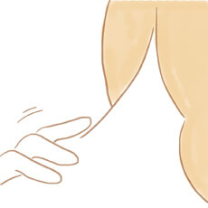 1.と同時に逆側の首筋に指を這わせ下から上に撫でる