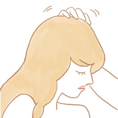 優しく後頭部を撫でる