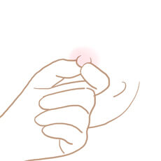 乳首を2本の指でつまみ、ひねるように動かす