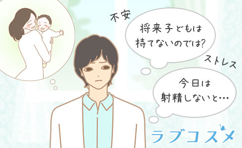 不妊の心配でプレッシャーを感じている男性のイラスト