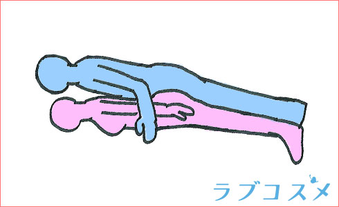 男女が平行になる体勢になって挿入する様子