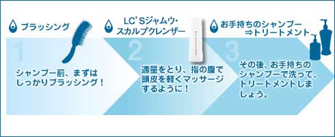 ジャムウ・スカルプクレンザーの使い方ステップ
