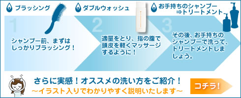ジャムウ・スカルプクレンザー ダブルウォッシュの使い方ステップ