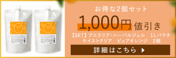 【SET】プエラリア・ハーバルジェル　１Ｌパウチ　モイストクリア　ピュアオレンジ　２個