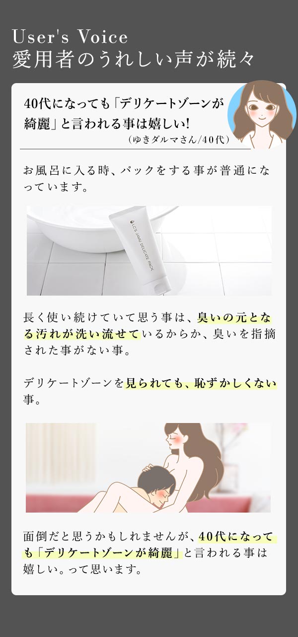 ＬＣ’Ｓジャムウ・デリケートパック　お客様の声