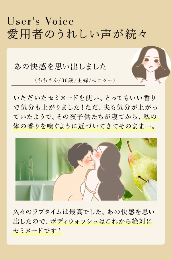 ミルキーボディウォッシュセミヌード色蜜ペア　ユーザー様のうれしい声