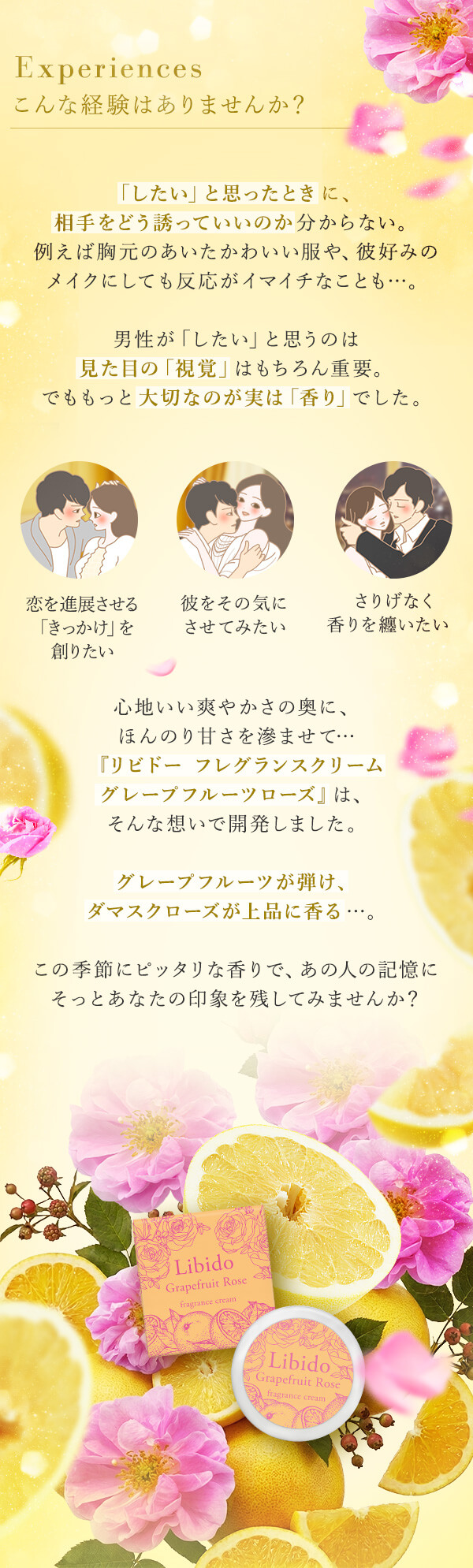 リビドー　フレグランスクリーム　グレープフルーツローズ　こんな経験ありませんか？